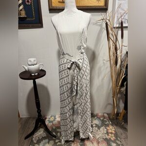 ETHNoLOGI tie around romper zip closure M sleeveless black & white 100% viscose